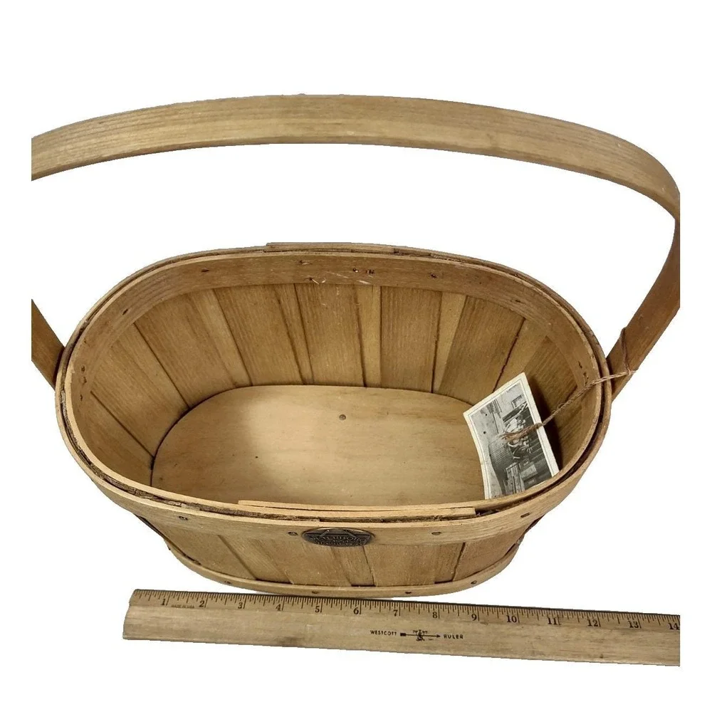 Vtg Handmade Peterboro Storage Basket Farmhouse Country Original Tags